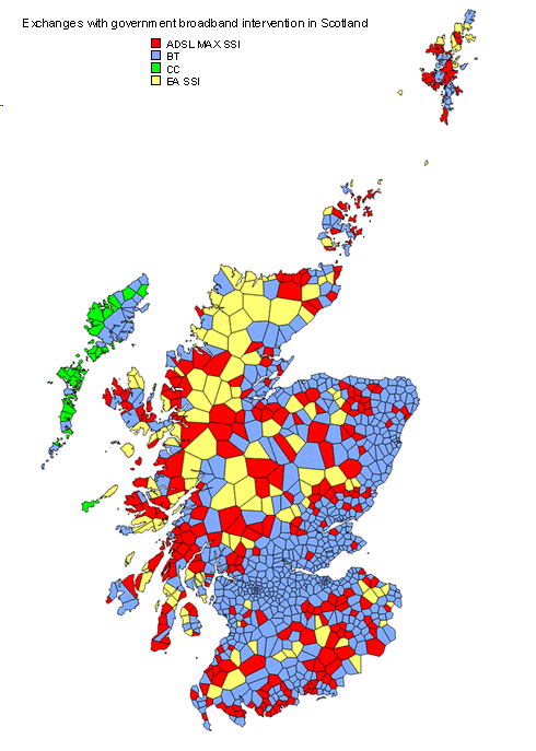 2009 Scotland broadband coverage map